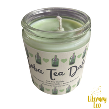 Load image into Gallery viewer, Boba Tea Date Candle - Matcha Latte Scented | Matcha Candle | Bubble Tea | Author Gift | Writer | Kawaii | Booktok