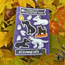 Load image into Gallery viewer, Psychopomp Pups Sticker Sheet | Witchy Sticker Sheet | Hecate | Anubis | Wepwawet | Xoloitzcuintle | Cŵn Annwn