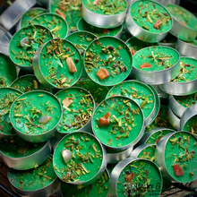 Load image into Gallery viewer, The Huntress Spell Tea Lights: Artemis Blend | Petrified Wood Crystal Infused | Feminine Empowerment | Strength | Earth & Psychic Energy |