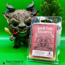 Load image into Gallery viewer, Gruß Vom Krampus Wax Melts or Candle: Incense, Cinnamon, & Cedar | Black Tourmaline | Witchcraft | Yule | Christmas | Pagan | Goth Gifts