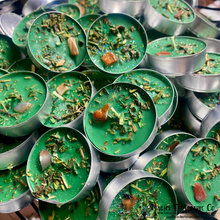 Load image into Gallery viewer, The Huntress Spell Tea Lights: Artemis Blend | Petrified Wood Crystal Infused | Feminine Empowerment | Strength | Earth & Psychic Energy |