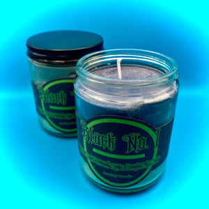 Black No. 1 Spell Candle: Burning leaves, Smokey Incense, Rose, Fig, & Dragon's Blood | Strengthening Relationships & Glamour Spells