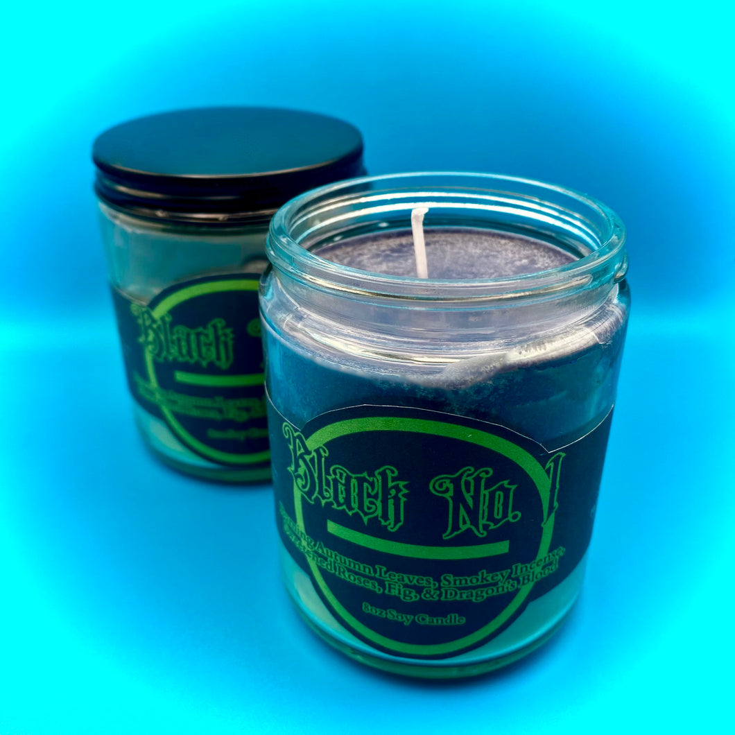 Black No. 1 Spell Candle: Burning leaves, Smokey Incense, Rose, Fig, & Dragon's Blood | Strengthening Relationships & Glamour Spells