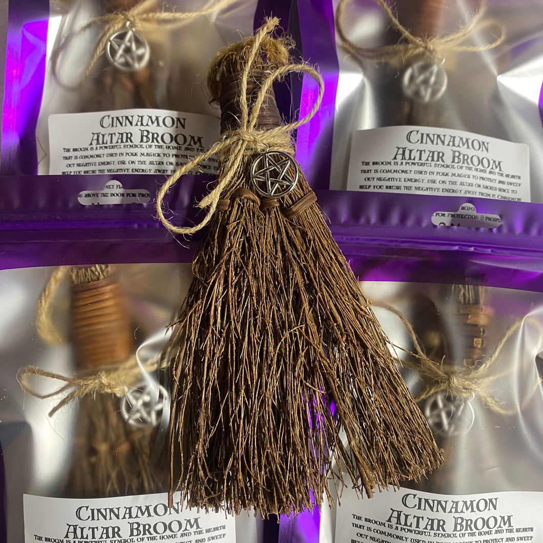 Cinnamon Altar Broom: Protection Ward, Success, Money Flow and Energy Work