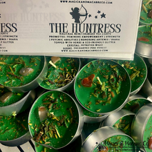Load image into Gallery viewer, The Huntress Spell Tea Lights: Artemis Blend | Petrified Wood Crystal Infused | Feminine Empowerment | Strength | Earth &amp; Psychic Energy |
