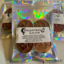 Load image into Gallery viewer, Daughters of Lilith Tea Lights: The Fall of the Patriarchy | Survival | Offensive Magick | Offering for Lilith &amp; Dark Deities Feminist Witch
