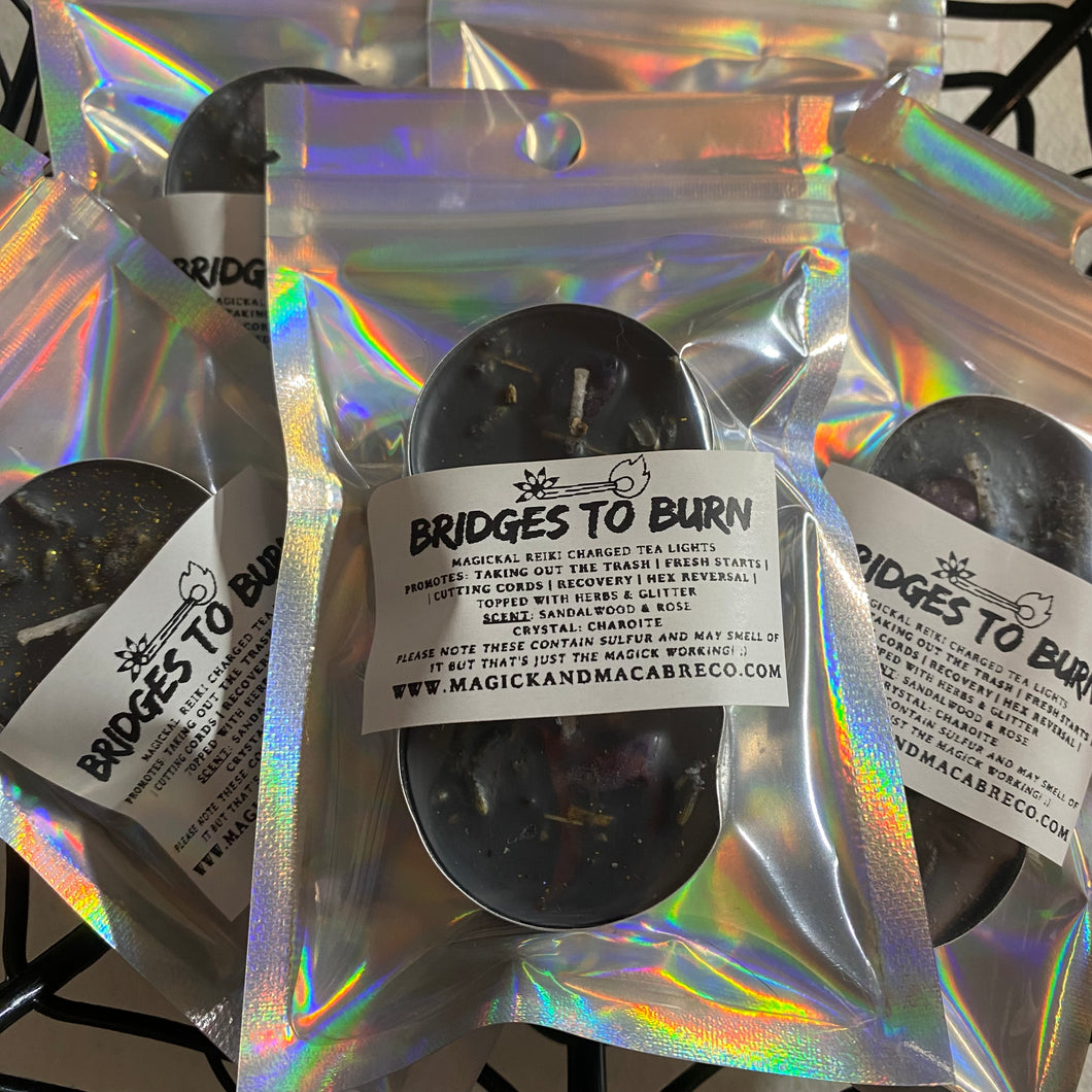 Bridges To Burn Spell Candle Tea Lights : Fresh Starts, Removing Hexes, Un-Jinxing, Cutting Cords, Recovery