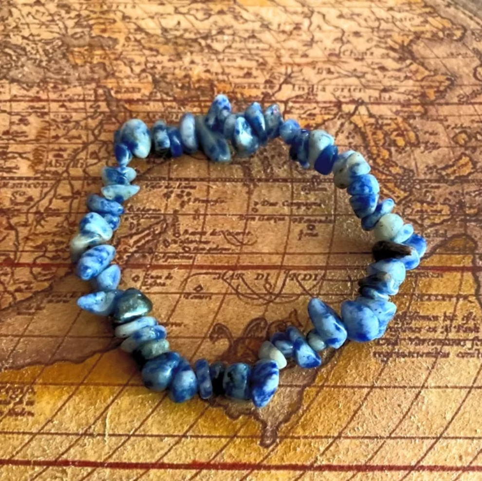 Blue Sodalite Crystal Chip Bracelet