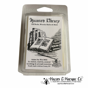 Haunted Library Soy Candle or Wax Melt | Old Books, Wooden Shelves, & Musk |