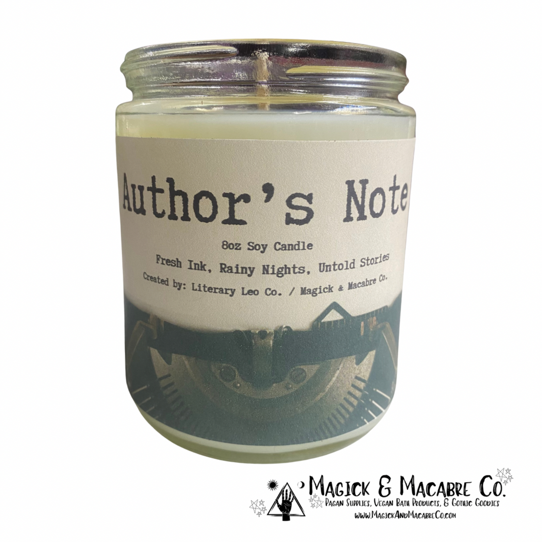 Author's Note Soy Candle or Wax Melt | Fresh Ink, Rainy Nights, & Untold Stories