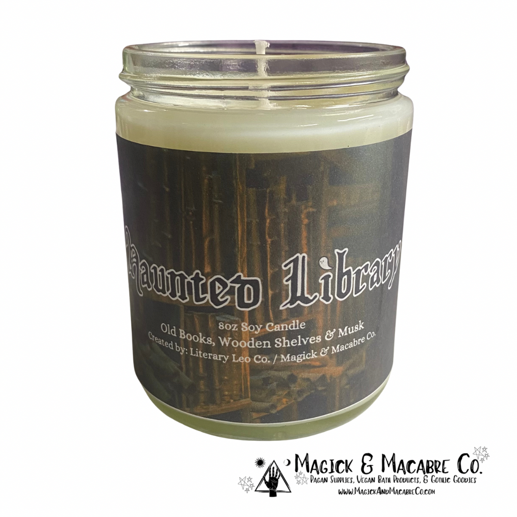 Haunted Library Soy Candle or Wax Melt | Old Books, Wooden Shelves, & Musk |