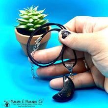 Load image into Gallery viewer, Black Tourmaline Moon Necklace: Protection &amp; Grounding
