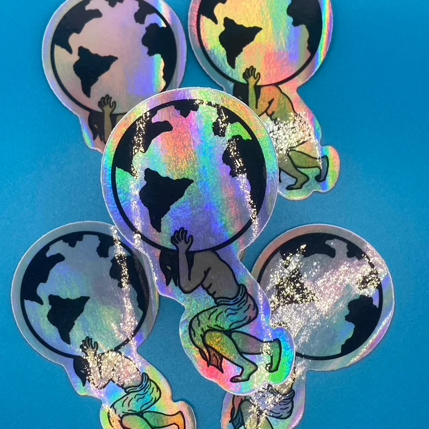 Atlas Holographic Sticker by Literary Leo