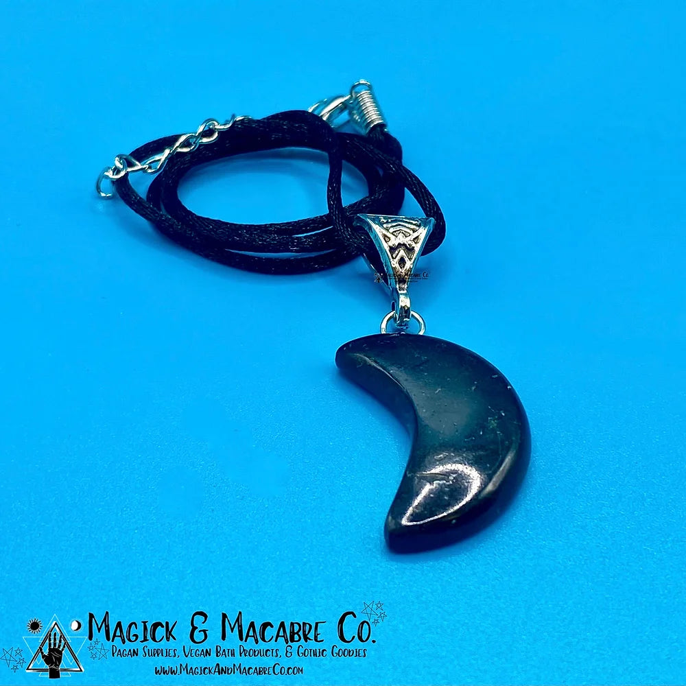 Black Tourmaline Moon Necklace: Protection & Grounding