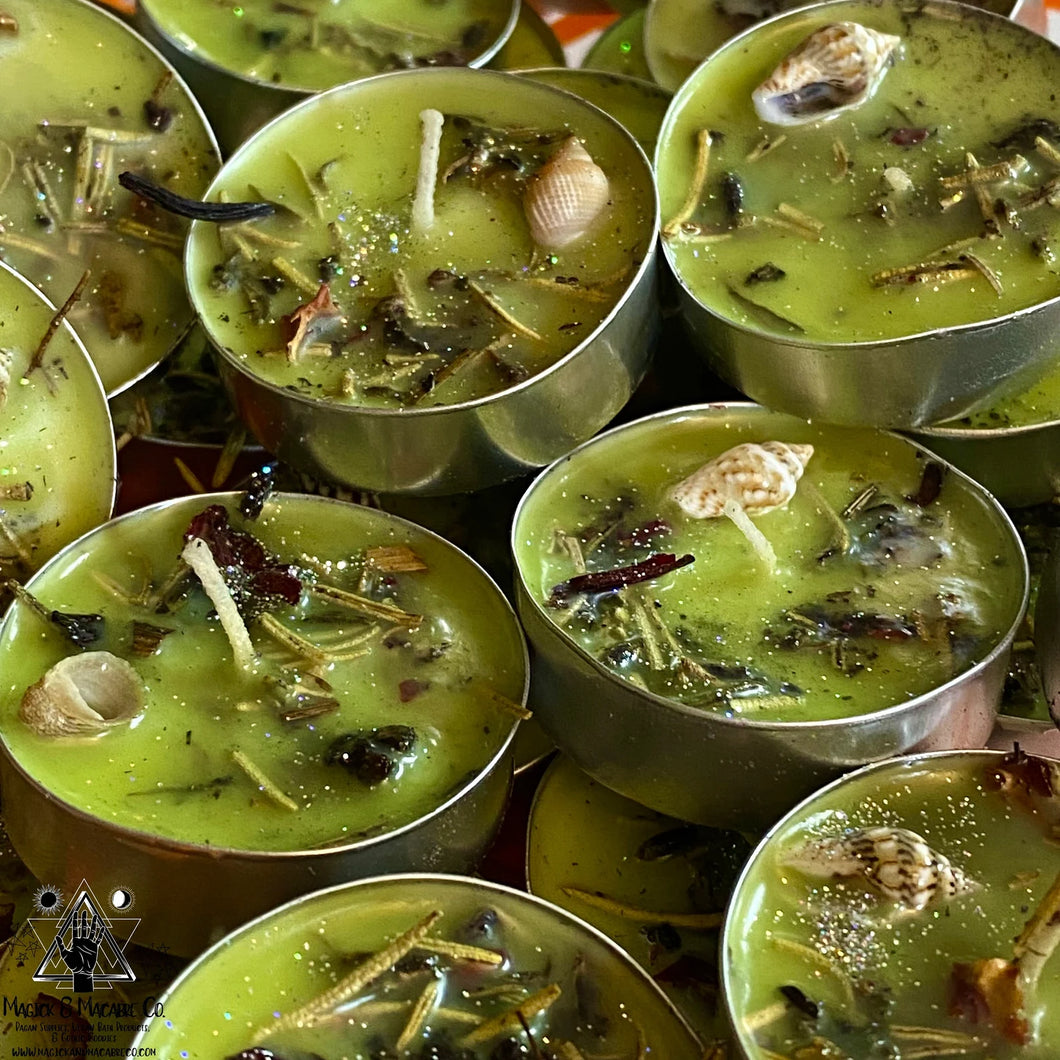 Medusa's Blessing Tea Light Candles: Lime Colada Scented | Protection | Female Empowerment